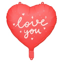 Folieballong, Hjärta, Love you, Röd