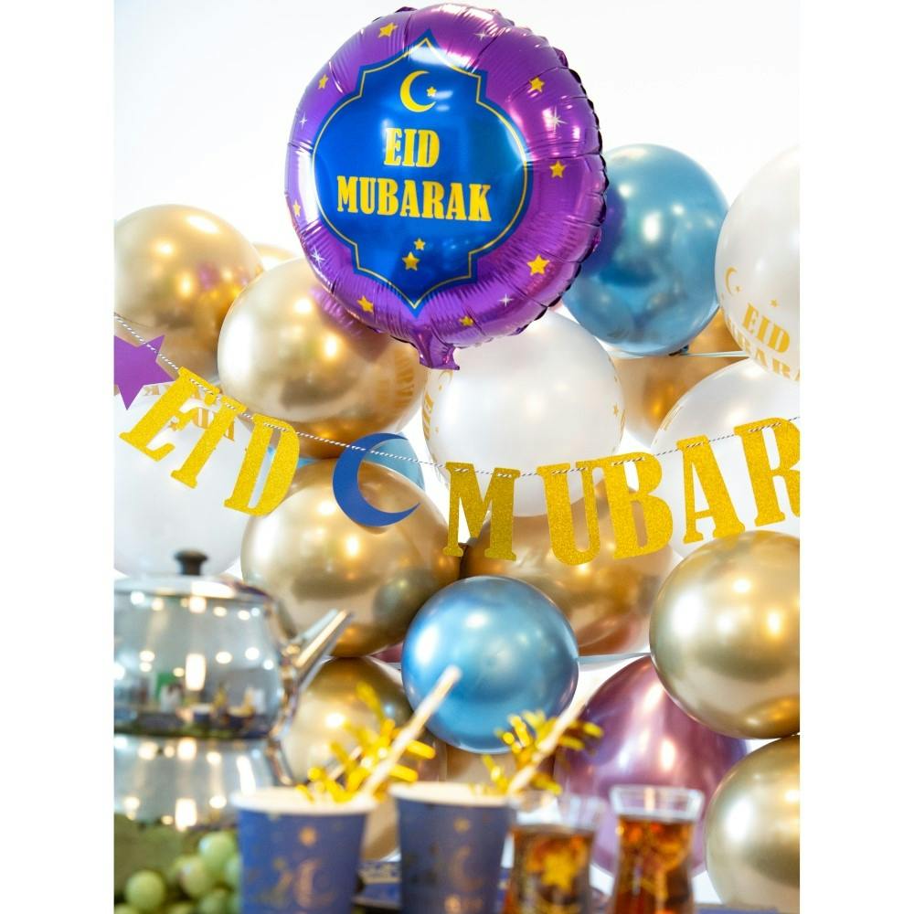 Folieballong, rund, Eid Mubarak