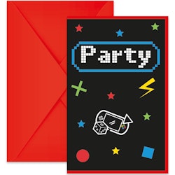 Inbjudningskort, Gaming Party, 6-pack