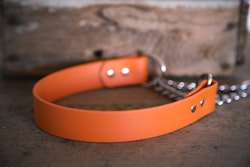 Hundhalsband halvstryp med kedja, i Biothane®