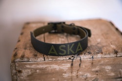 Fast hundhalsband i två bredder med två färger, i Biothane®