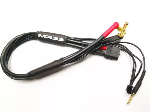 MR33 2S All-Black Charging Lead - Short - (4/5mm Dual Plug - XH)
