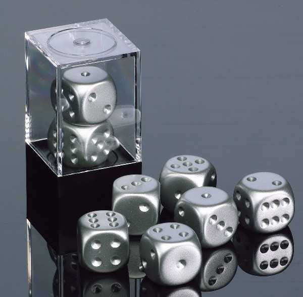 Chessex Specialty Dice Sets - Aluminum-Plated Metallic 16mm d6 with pips Pair (2 st tärningar)