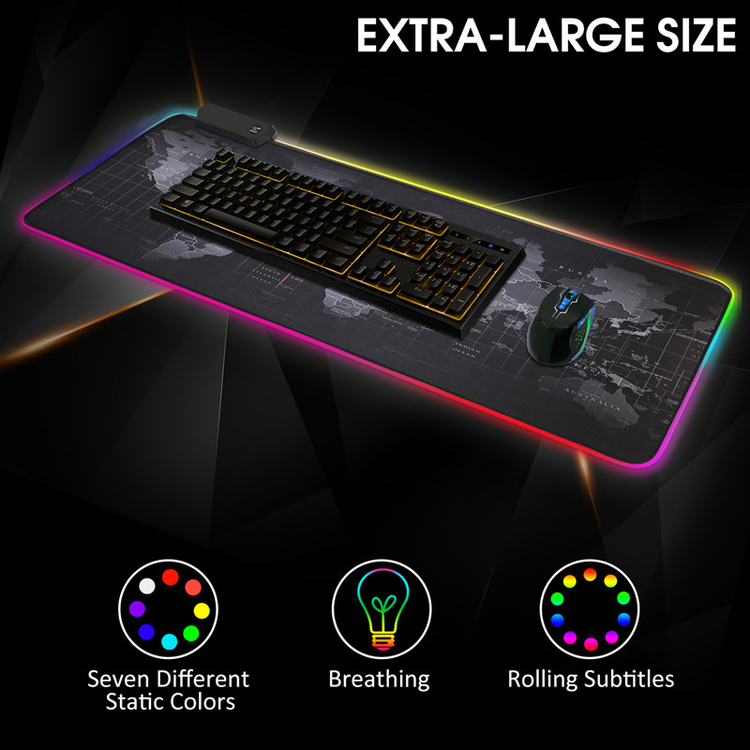 Pro Gaming Mouse Pad LED XXL verdenskort