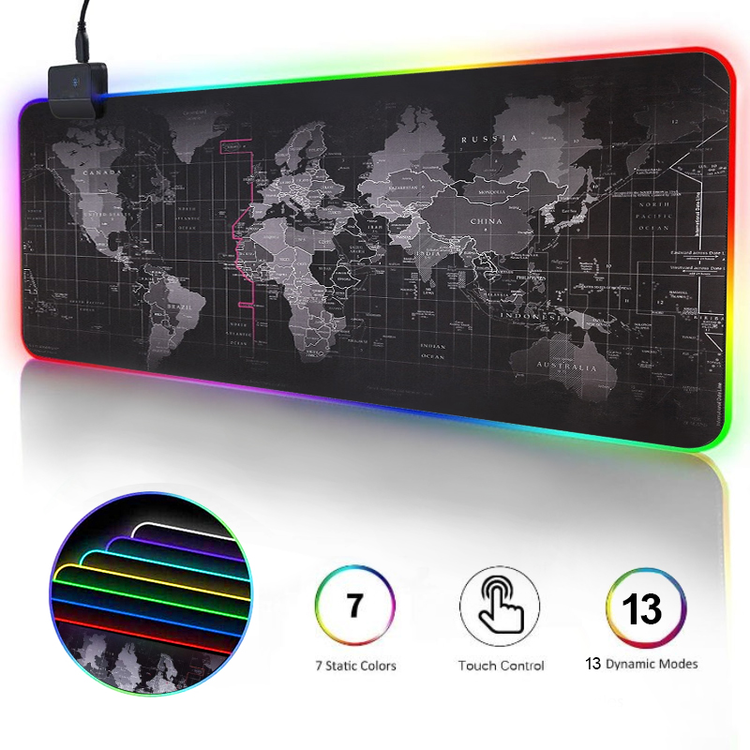 Pro Gaming Mouse Pad LED XXL verdenskort