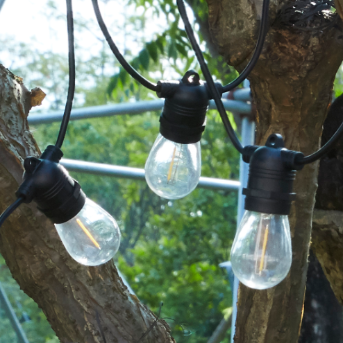 Utebelysning 15 utbytbara lampor - 14,4 meters ljusslinga utomhus