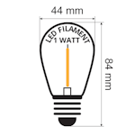 Valoketju 1W LED lampuilla, U:n muotoinen filamentti, himmennettävä - 10-100 metriä