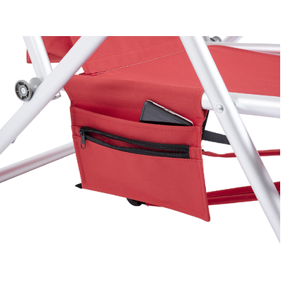 Roxy strandstol / friluftsstol röd med fotstöd, kylbag och mobilficka