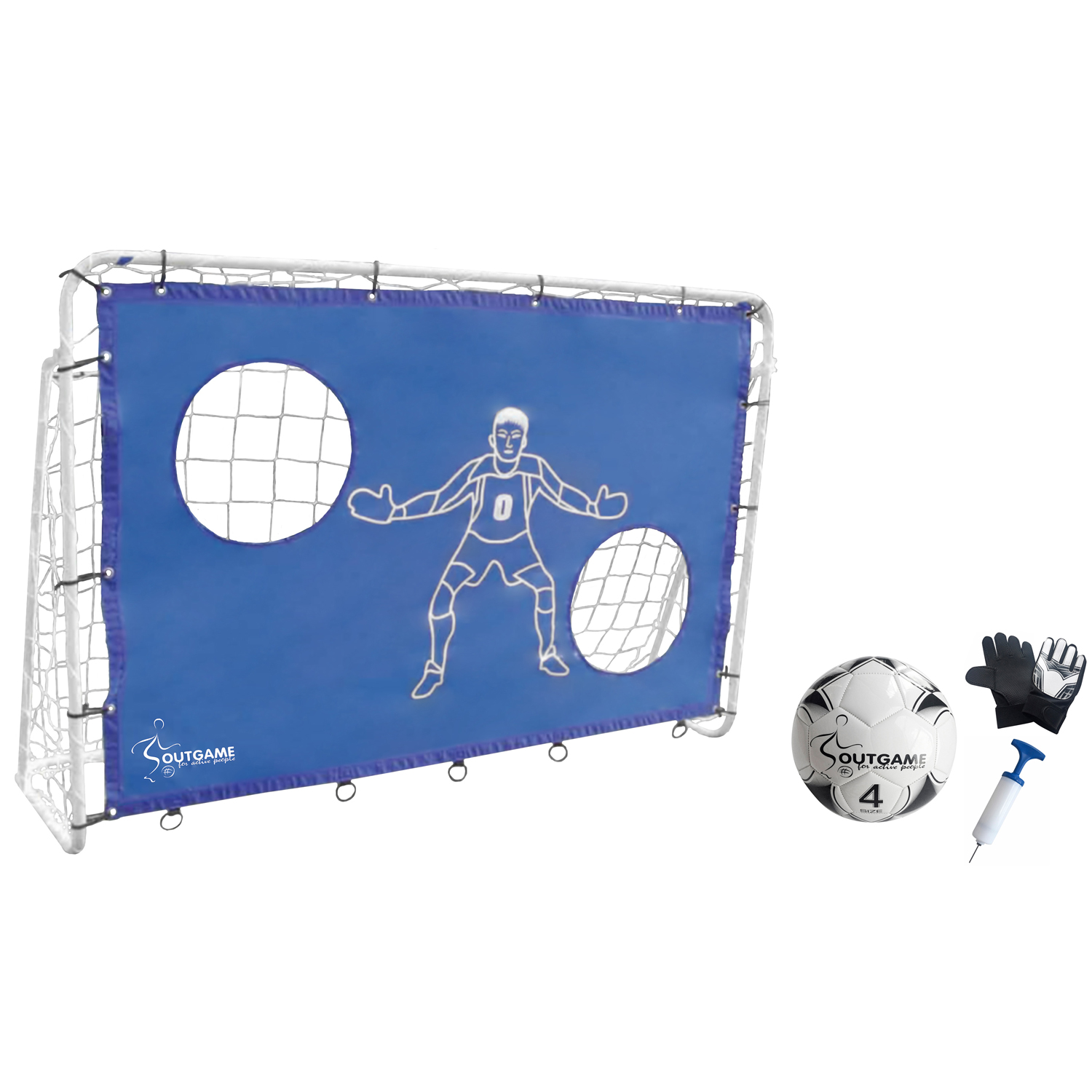 Outgame Fotbollsmål 183x122cm - Komplett med fotboll, handskar