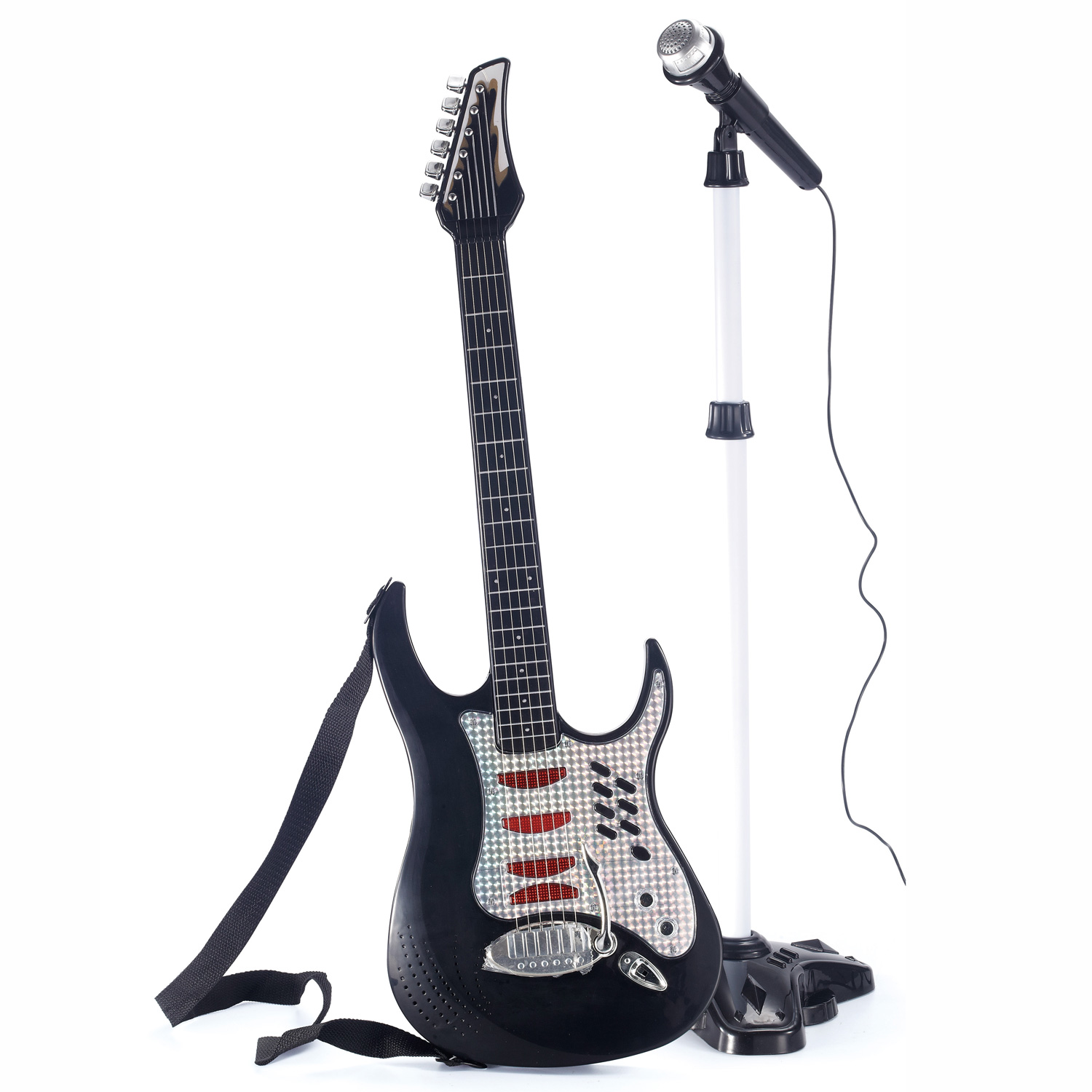 Elektrisk gitarr med mikrofon & stativ