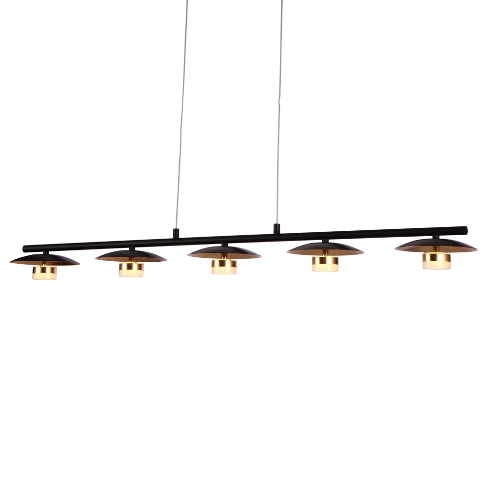 Modern taklampa svart och guldfärgad 5 lampor - Martha