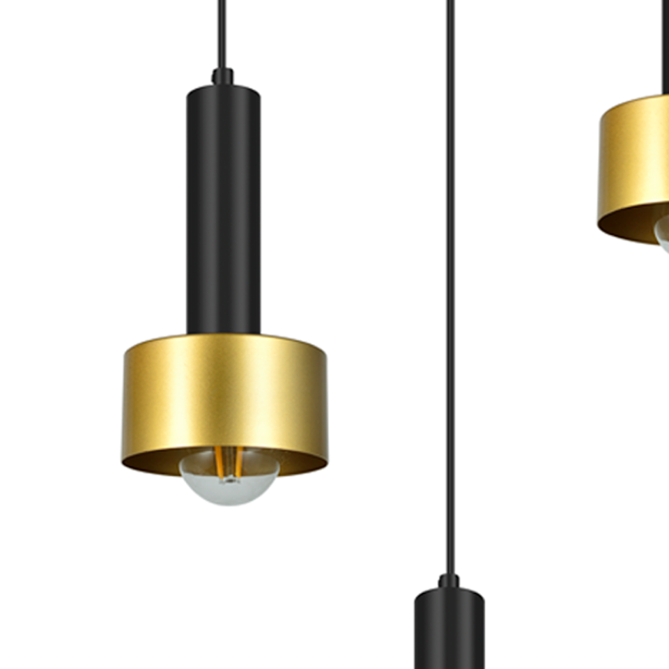 Hängande taklampa svart och guldfärgad med 3 lampor - Chantal