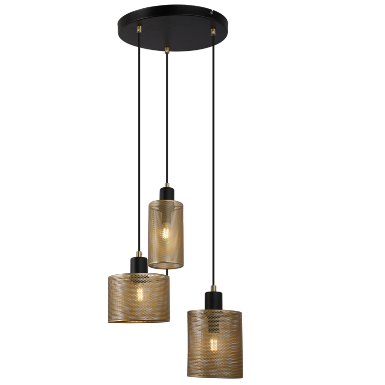 Modern taklampa Avery svart och guldfärgad 3 lampor