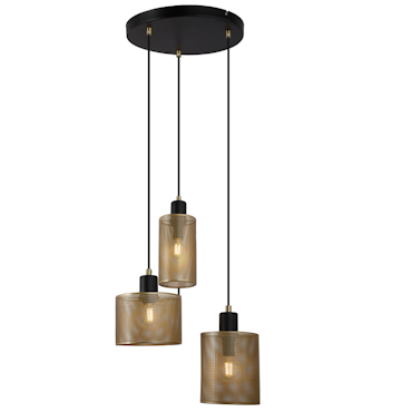Modern taklampa Avery svart och guldfärgad 3 lampor