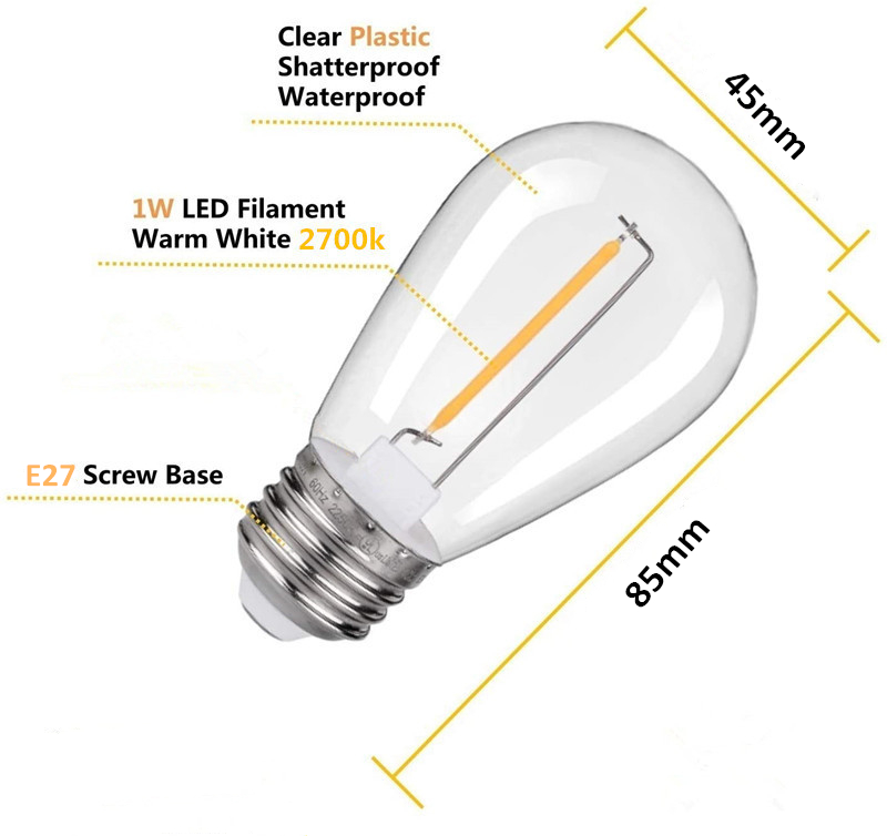E27 LED lampa Dimbar 1W - 2700K Varmvit A+