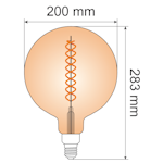 3-pack E27 dimbar XXXL LED-lampa med spiralfilament och bärnstensfärgat glas - Ø200