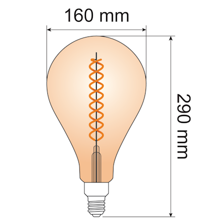 3-pack E27 dimbar XXL LED-lampa med spiralfilament och bärnstensfärgat glas - Ø160