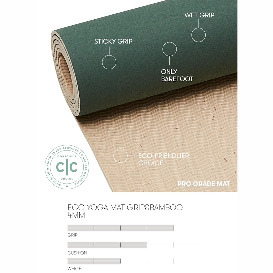 Casall ECO Yoga matta Grip&Bamboo 4mm
