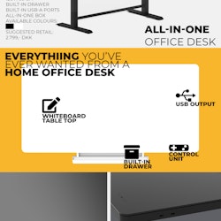 Nordic Office OmniDesk - Komplett höj-/sänkbart skrivbord - Allt-i-ett-set - 120x60 cm - Vit