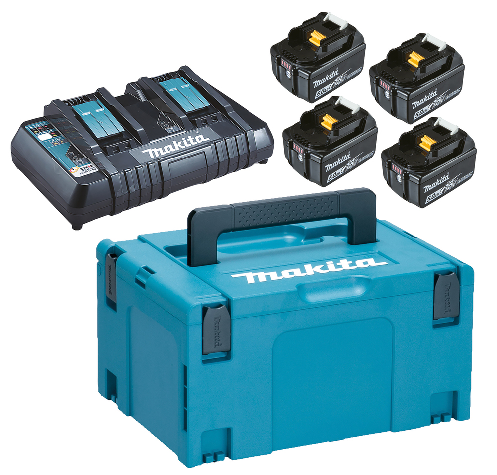 Makita PowerPack LXT - Batteriladdare + batteri 4x - Li-Ion - 5 Ah - 90 Wh - 2 x batterier laddas