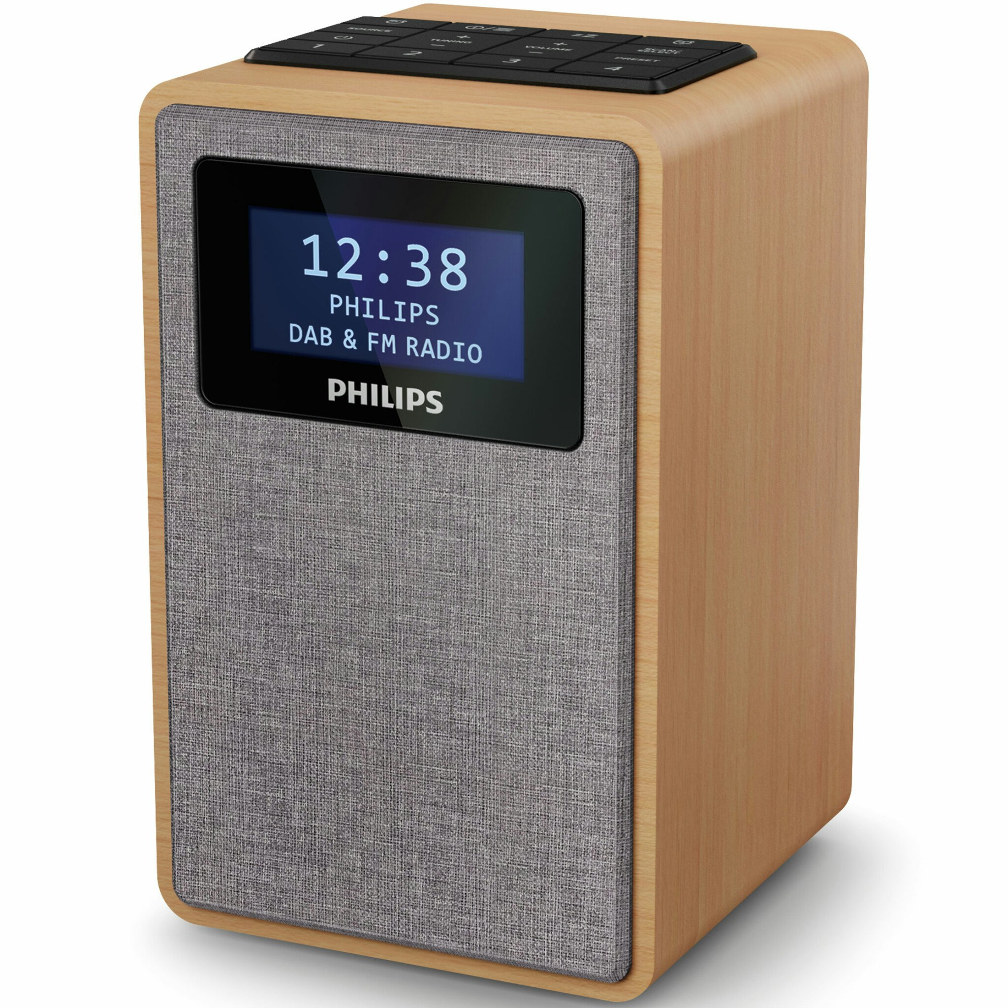 Philips TAR5005/10 Radio med trähölje. Klocka och 20st snabbval