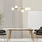 Design taklampa 6-ljus - Aster - guld med mjölkvitt glas