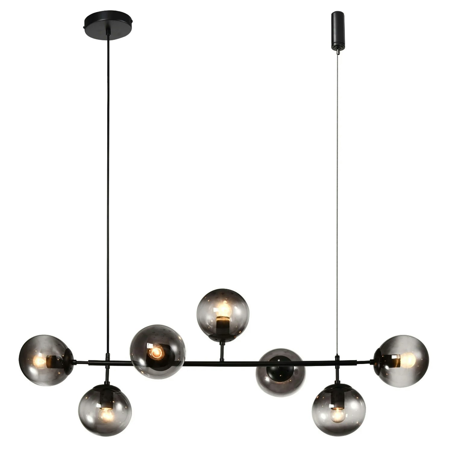 Design taklampa Hepta med rökglas – Svart med rökglas