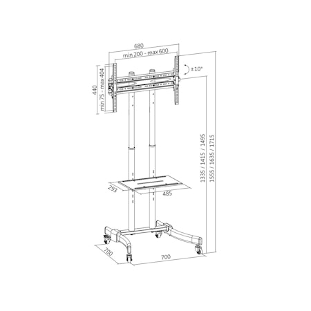 Logilink Golvstativ med hjul TV 37-70" max 40kg Svart