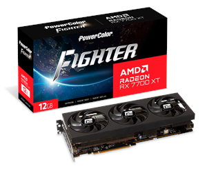 Powercolor RX 7700XT Fighter 12GB Grafikkort – 12GB GDDR6, 1x HDMI, 3x DP
