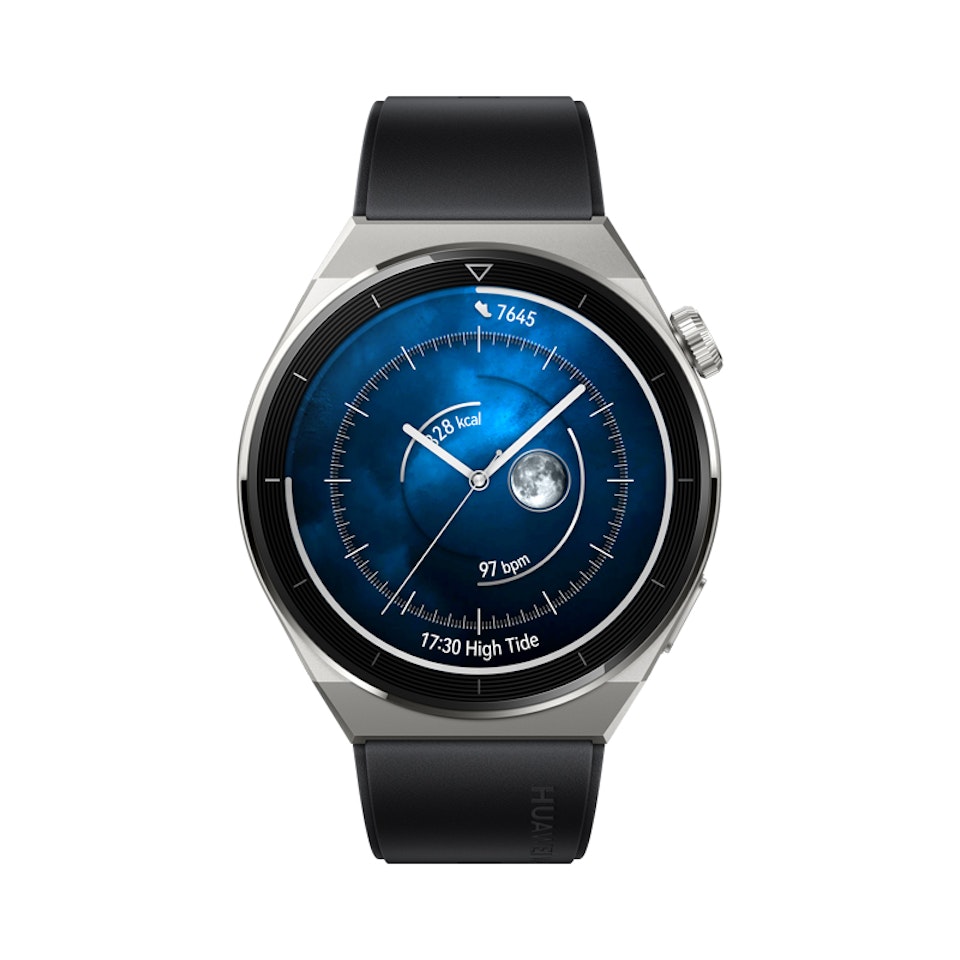 Huawei Watch GT3 PRO 46mm Titanium med svart sportrem