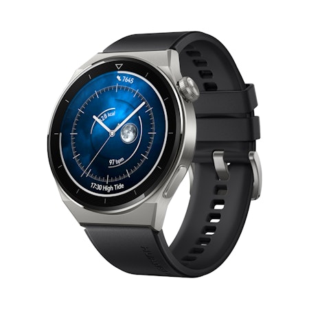 Huawei Watch GT3 PRO 46mm Titanium med svart sportrem