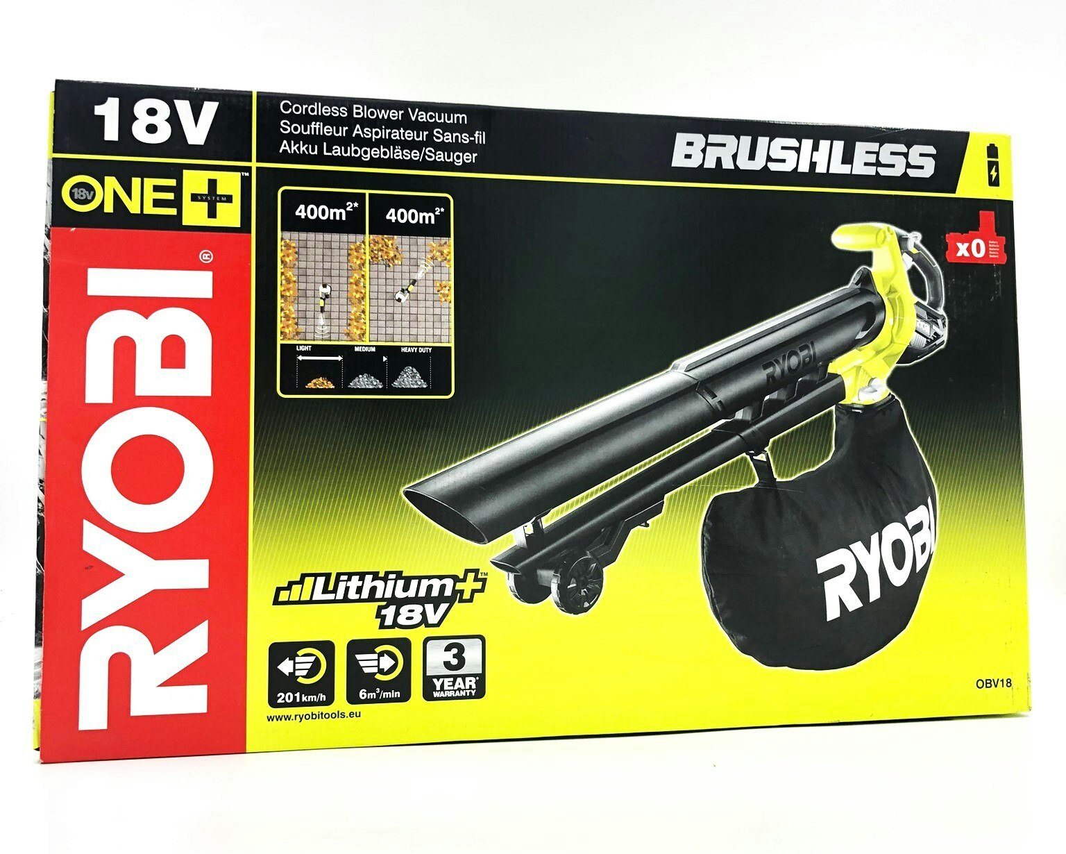 Ryobi One OBV18 Trädgårdsdammsugare/lövblås – Inget batteri