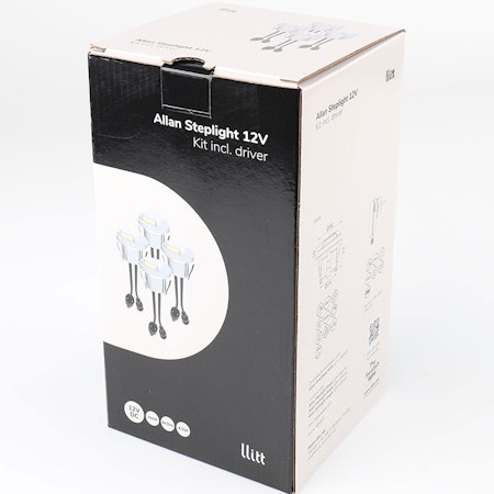 Llitt Allan Steplight kit 4-pack inkl strömadapter 12V 3000K 5lm IP67