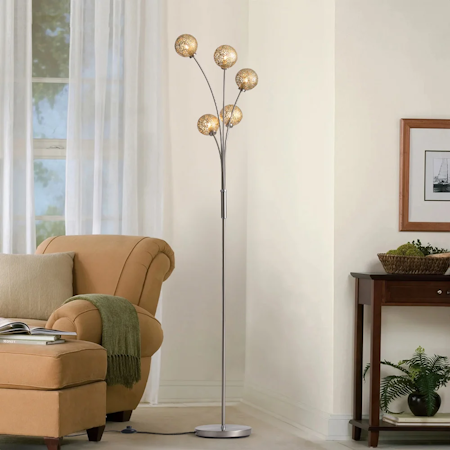 Modern golvlampa i guld, 5-ljus - Claire