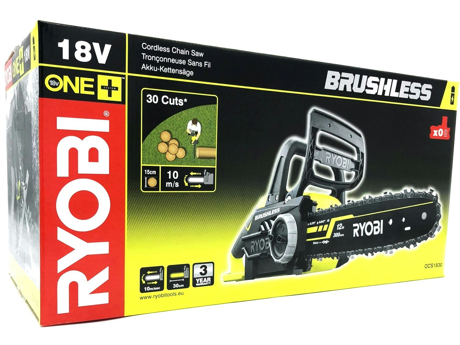 Ryobi One+ OCS1830 Motorsåg 3,2kg – Utan batteri