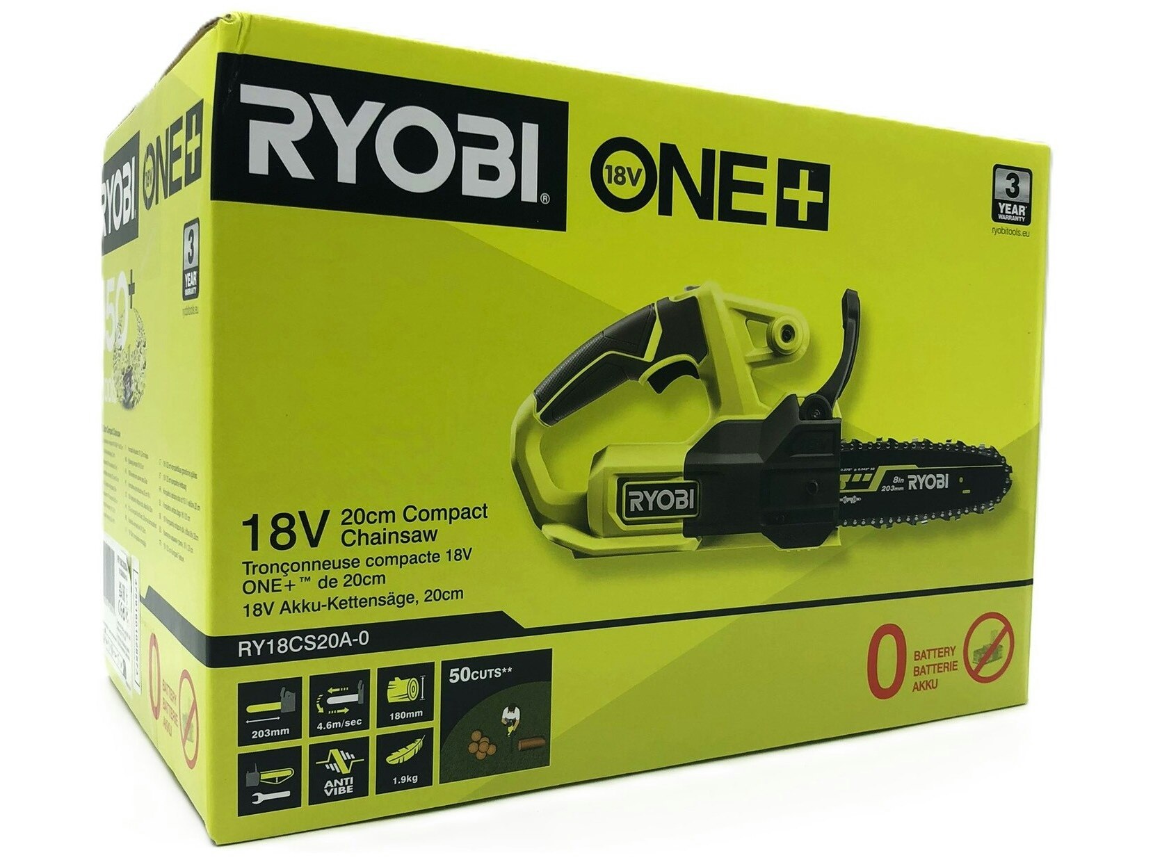 Ryobi ONE+ RY18CS20A-0 18V Motorsåg 20cm – Utan batteri