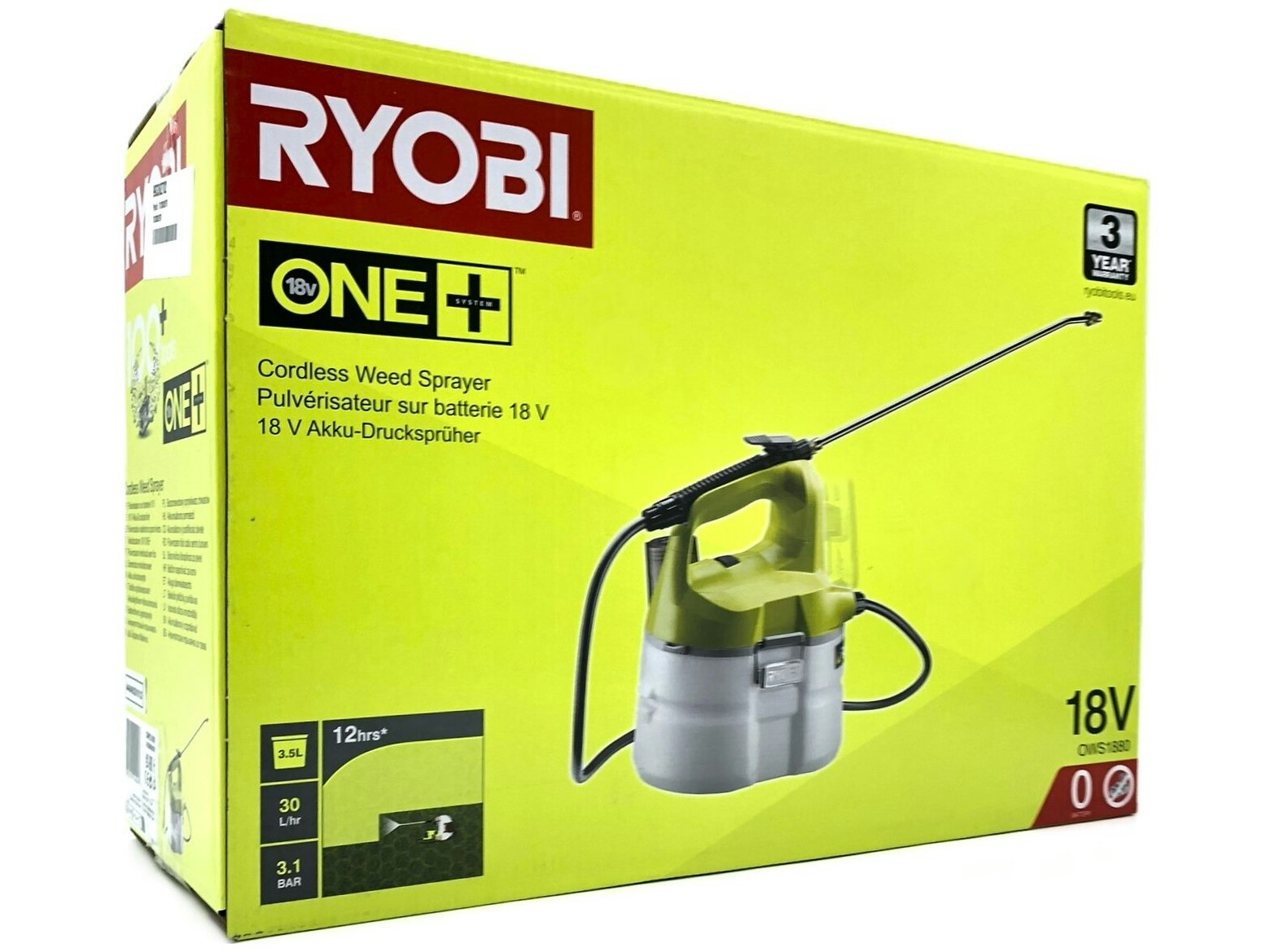 Ryobi ONE+ OWS1880 18V ogrässspruta utan batteri
