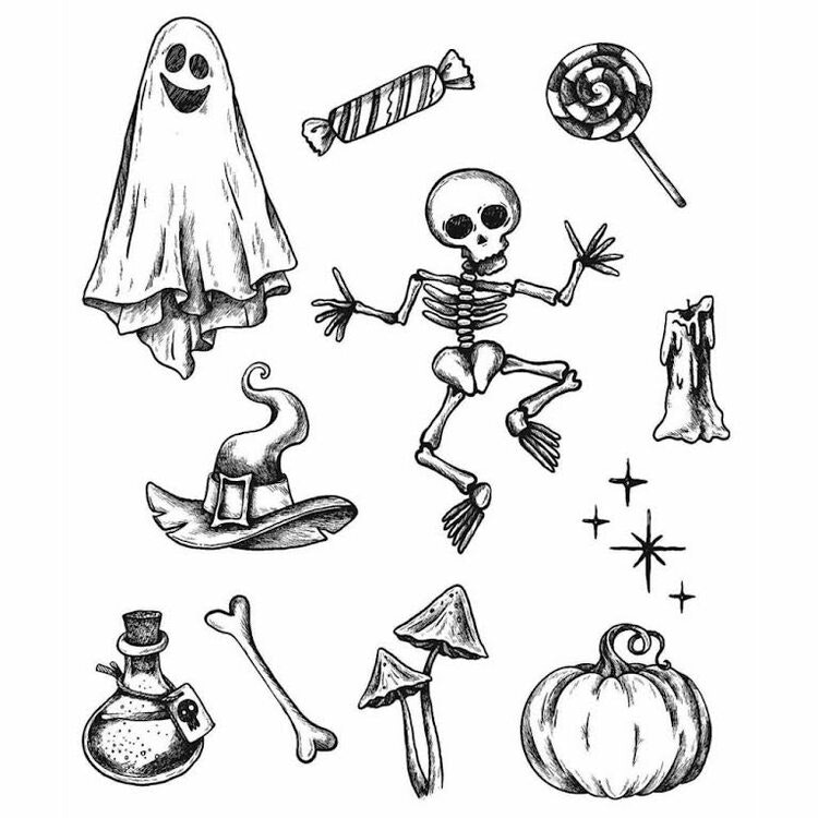Tim Holtz Cling Stamps 7X8.5 - Halloween Doodles