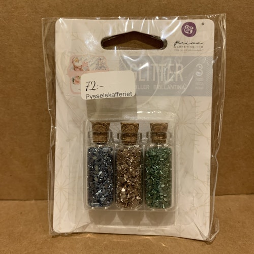 Prima Christmas Sparkle 3-pack små glasflaskor med glitter