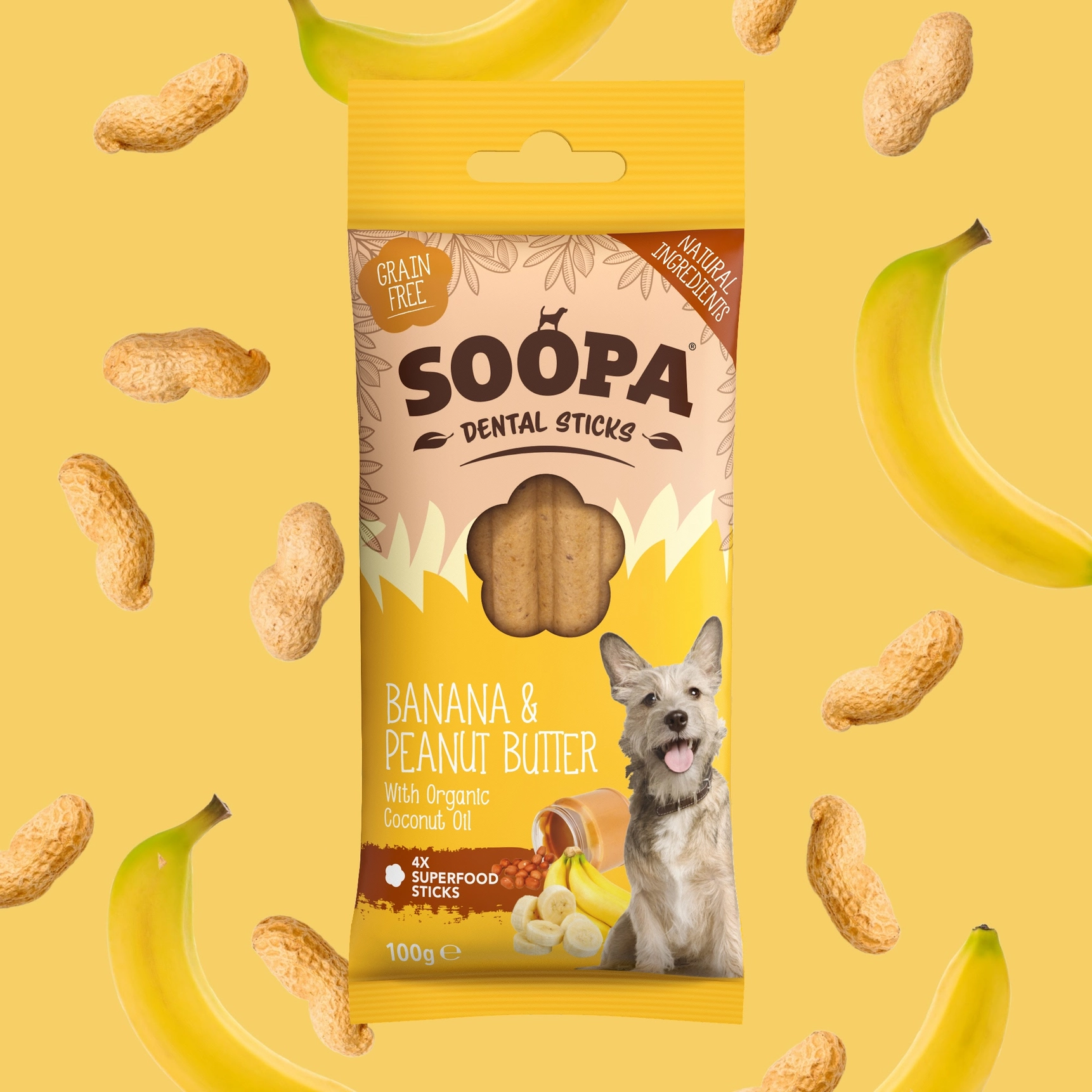 Soopa Dental Sticks / Banana & Peanut Butter 100g