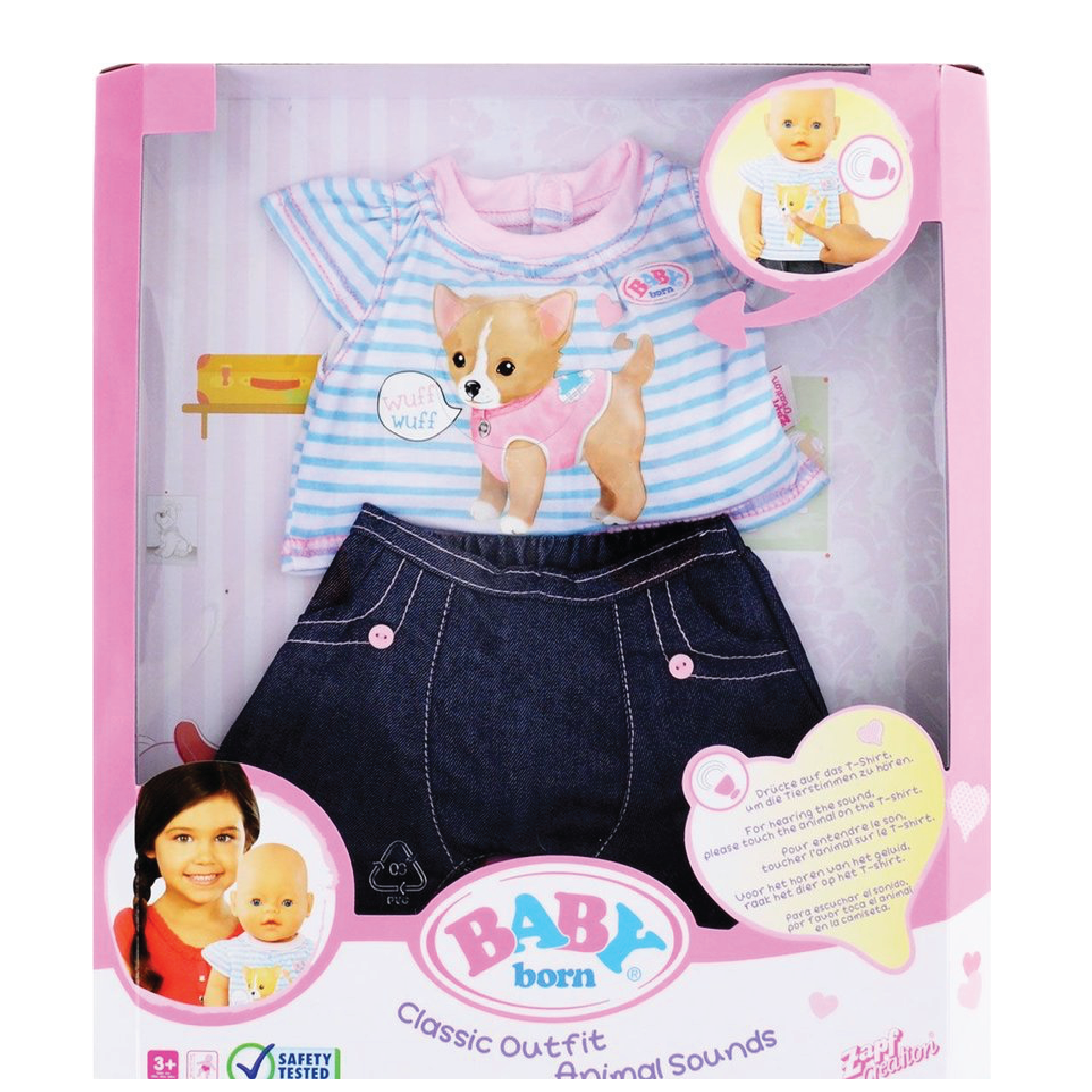 Baby Born Deluxe Outfits with Animal Sounds, Dog