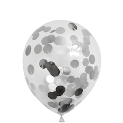 Latexballonger Konfetti Silver 6-pack