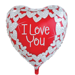 Folieballong  I Love You Silver Hjärtan XL