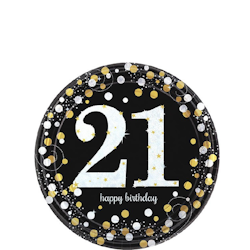 Papperstallrikar Happy Birthday Sparkling Gold 21