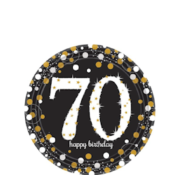 Papperstallrikar Happy Birthday Sparkling Gold 70