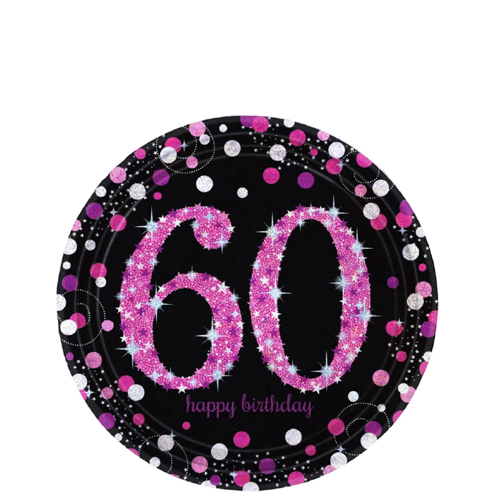 Papperstallrikar Happy Birthday Sparkling Pink 60
