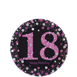 Papperstallrikar Happy Birthday Sparkling Pink 18