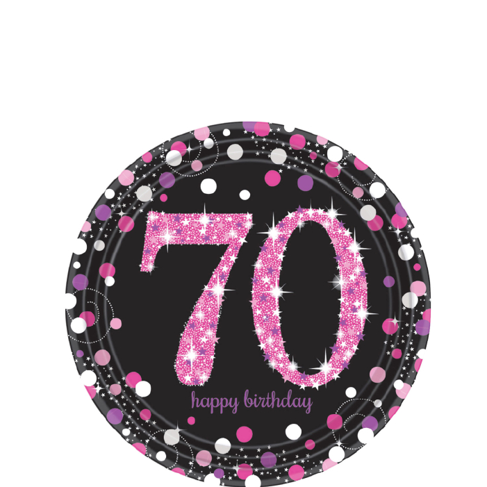 Papperstallrikar Happy Birthday Sparkling Pink 70