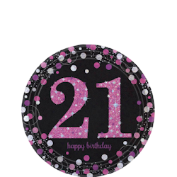 Papperstallrikar Happy Birthday Sparkling Pink 21
