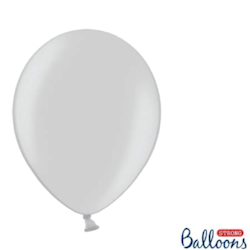 Latexballonger Metallic Silver Snow 30cm 10st Strong